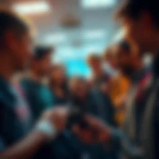A group of excited sophomore students interacting during a school event, showcasing the energy and challenges of their school year.