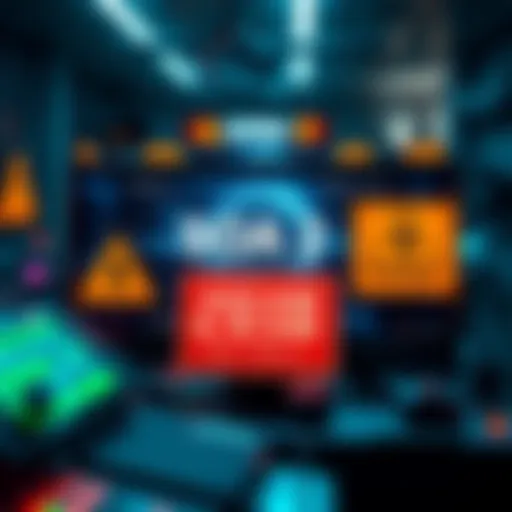A digital collage showing an AI video generator interface with warning signs, highlighting the debate on authenticity in art.