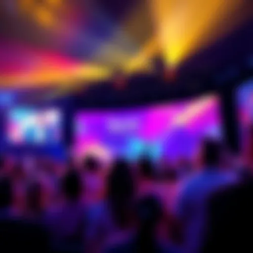 Sora product launch event People watching a Sora product presentation with mixed reactions at a crowded venue