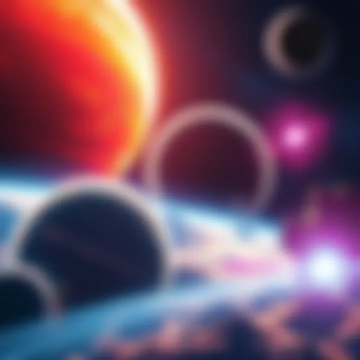 A vibrant scene showcasing space with planets and stars, highlighting terraforming and surface changes in a futuristic environment.