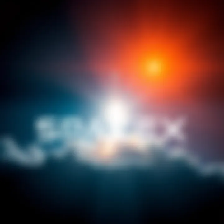 A representation of SpaceX's logo with a backdrop of stars and a rocket launch, symbolizing their IPO filing in the space industry.