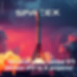 Concept art of SpaceX rocket with a bold IPO announcement in the background, symbolizing financial growth and future technology advancements