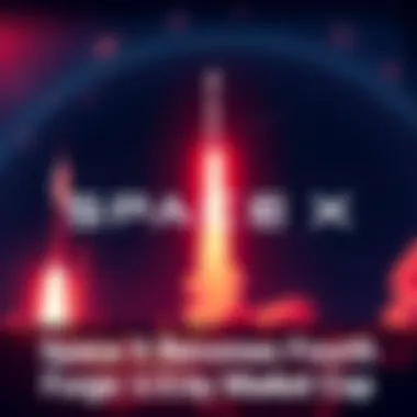 SpaceX logo with aerospace background SpaceX logo displayed prominently with rockets and stars in the background