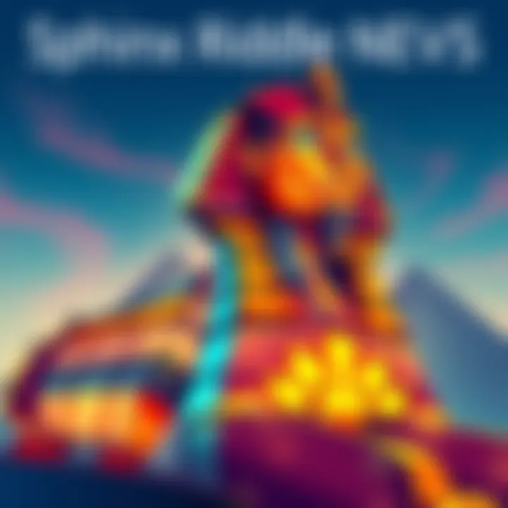A colorful illustration of a sphinx with a question mark, inviting people to solve the daily riddle.