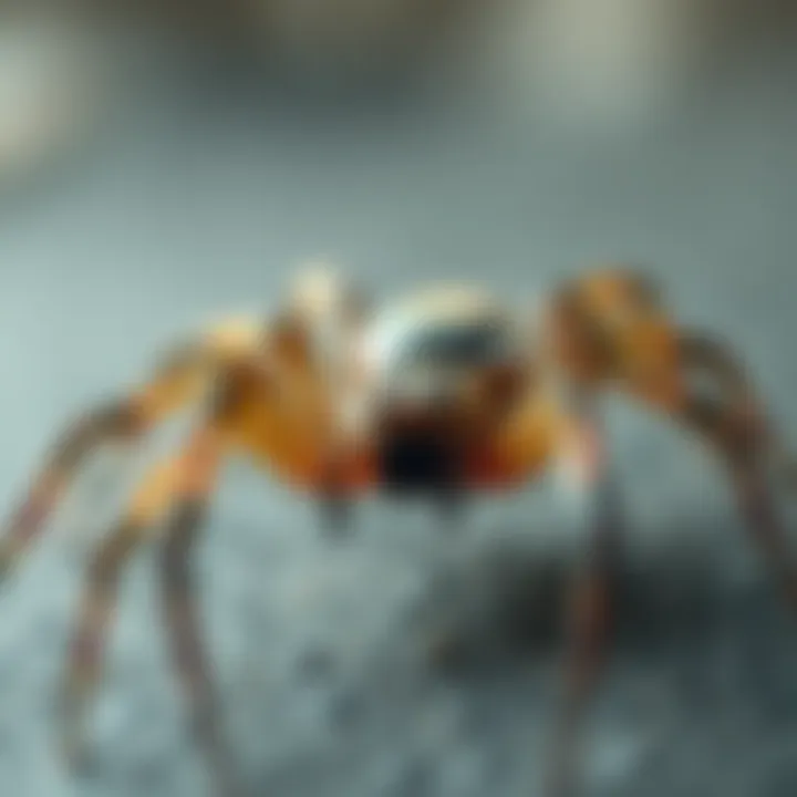 A close-up of a spider's body showing its legs in motion, illustrating the connection and mechanics between them.