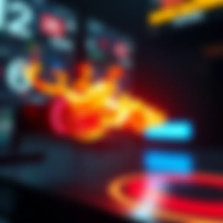 A colorful spinning fire bar with flames, used in a game, shows brief appearance before disappearing.