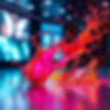 Creating Splash VFX A colorful splash effect created with shaders and particles in a digital environment