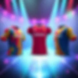 Colorful sport graphics showcasing various playful jersey designs and styles
