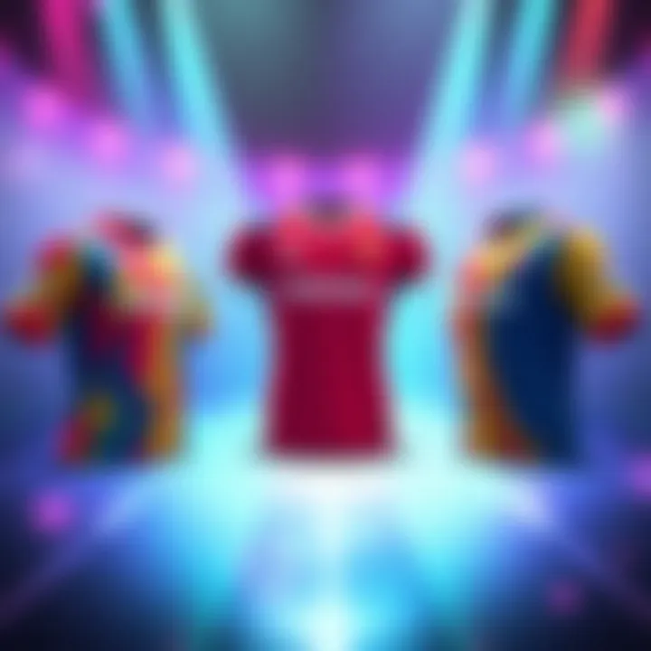 Colorful sport graphics showcasing various playful jersey designs and styles