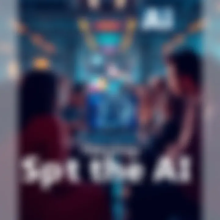 A group of people engaged in a discussion, with one individual using a laptop displaying AI-generated content, showcasing the challenge of distinguishing human ideas from AI output.