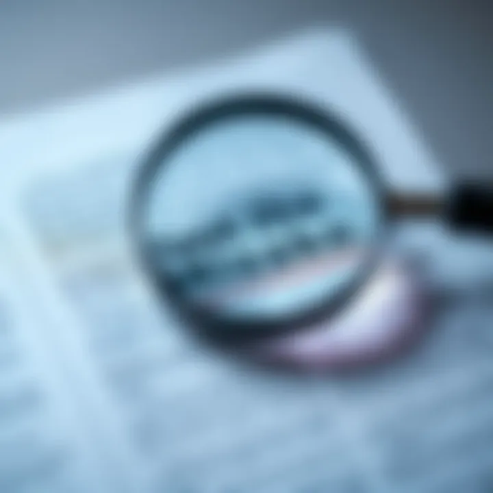 A close-up of a paper with a printed text that contains a hidden mistake, with a magnifying glass on top highlighting the error.