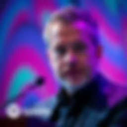 A close-up of Spotify's CEO speaking at a press conference about AI-generated music and its advantages over traditional music.