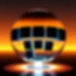 A visual representation of multiple squares arranged within a transparent sphere, highlighting their geometric relationship.