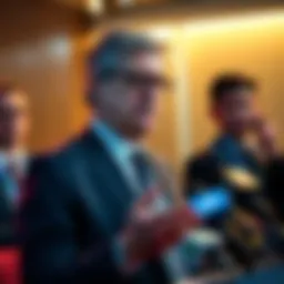 Bill Winters, CEO of Standard Chartered, addresses reporters about job cuts and AI implications for workers