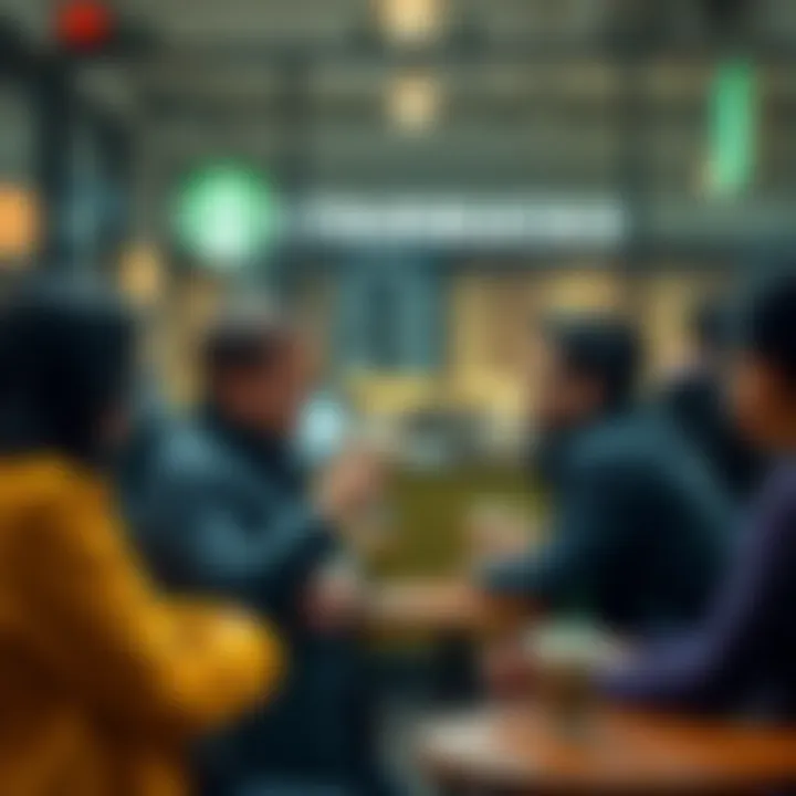 Group of people discussing Starbucks AI agent issues at a coffee shop
