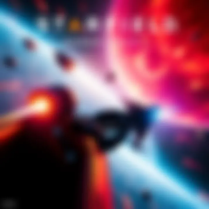 A character piloting a spaceship in Starfield, showcasing vibrant space scenery and engaging combat gameplay.