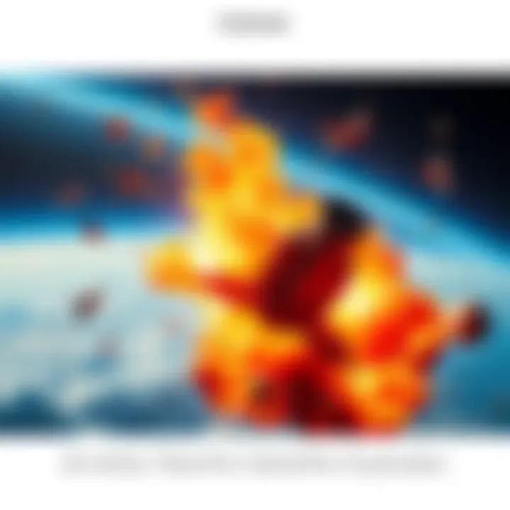 A Starlink satellite bursts in the sky with flames and debris