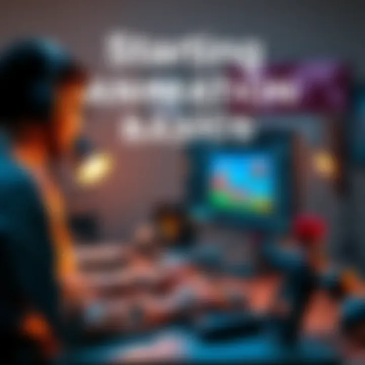 A beginner animator working on a digital animation project with software tools and a computer