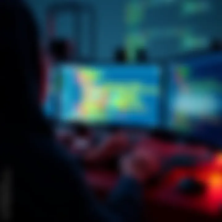 A programmer at a computer screen showing code to start coroutines and manage race conditions.