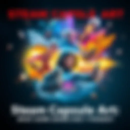 Steam Capsule Art Example A colorful Steam capsule art showcasing different game genres like action, adventure, and puzzle, appealing to various gamers.