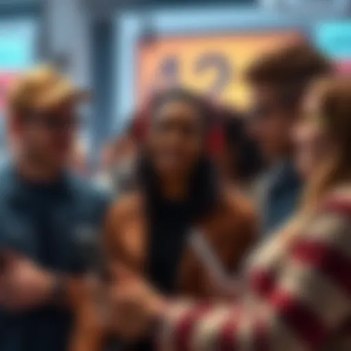 A group of diverse people sharing opinions about different Steam capsules