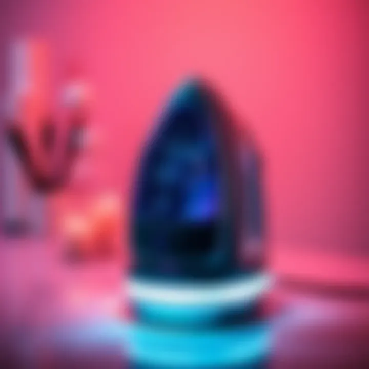 A modern steam iron blender showcasing its viewport technology, highlighting its unique design for home use
