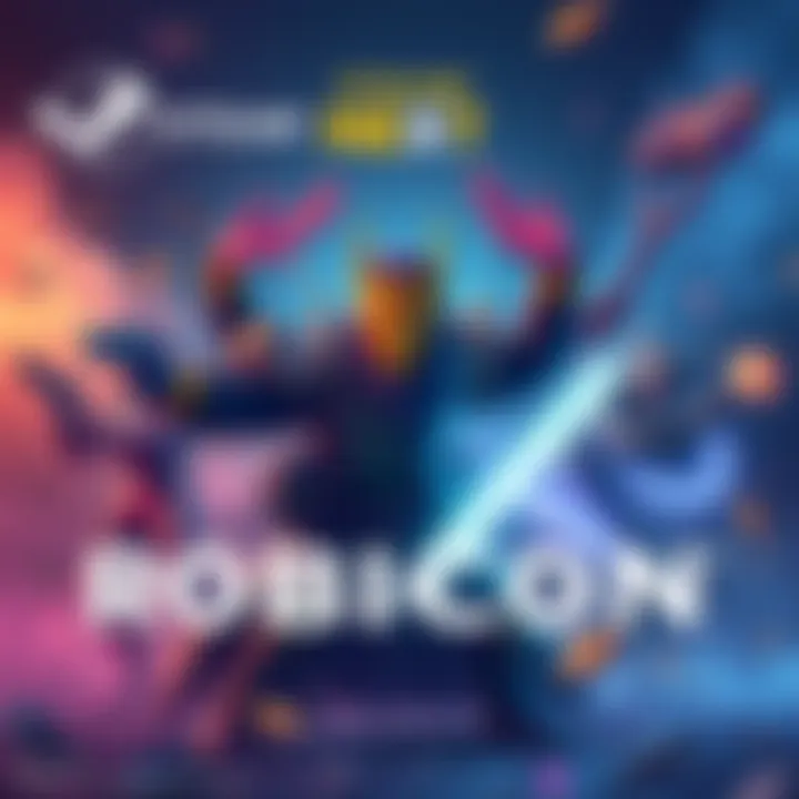 Illustration of ROBICON game characters with free demo announcement