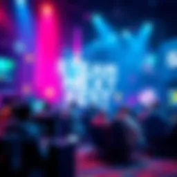 A colorful digital artwork featuring game demos, screenshots, and gameplay clips being shared at Steam Next Fest.