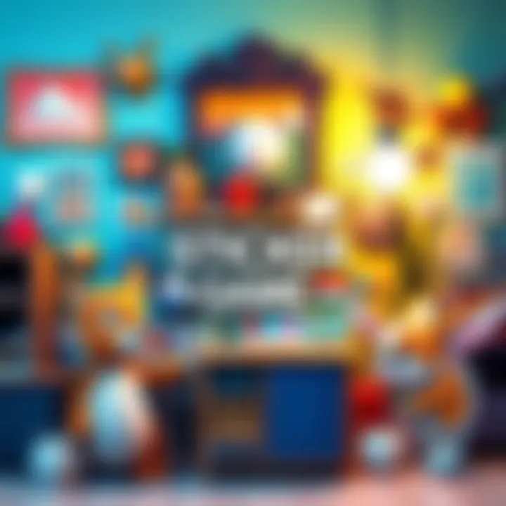 A colorful collage of stickers showcasing furniture designs and creative decorations for a game on Steam.