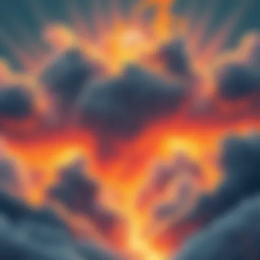 An illustration showing the concept of Stormbound Hybrid with storm clouds and hybrid elements representing different sectors impacted by the phenomenon.