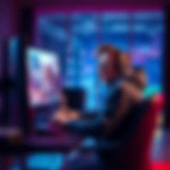 Streamer sitting in front of a computer, looking surprised and amused, with gameplay footage on the screen