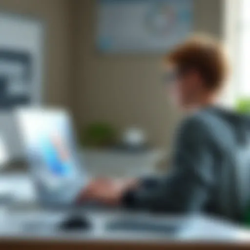 A student sitting at a desk, looking at a laptop with Blender and Maya open on the screen, contemplating which software to choose for 3D learning.