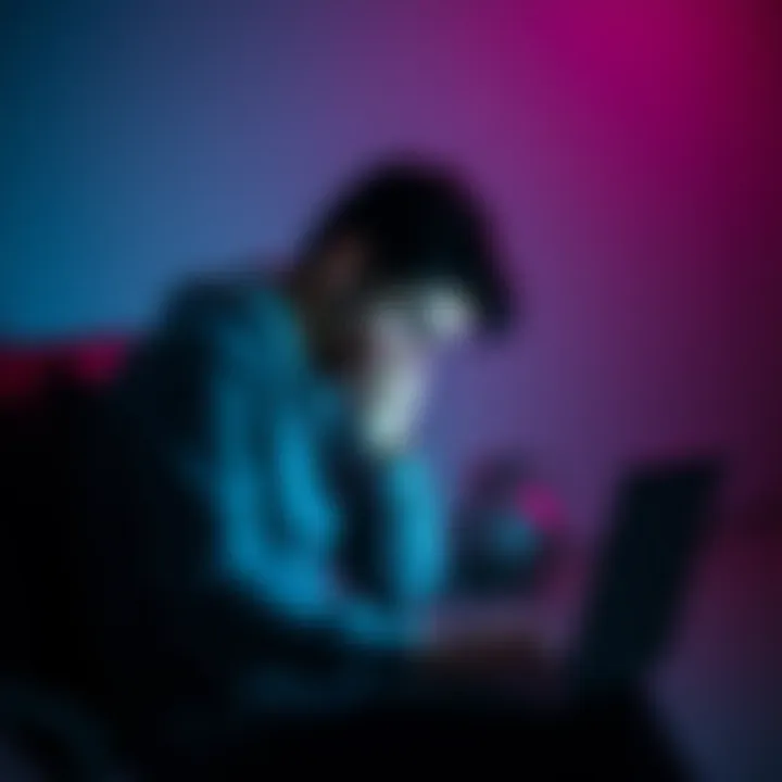 A distressed student sitting alone, with a laptop nearby, reflecting on the impact of AI conversations on his mental health