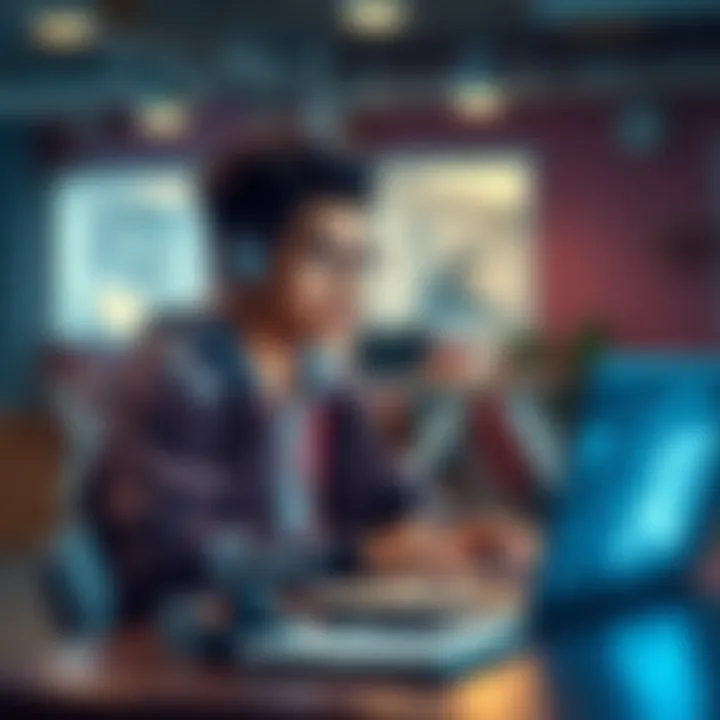 A recent high school graduate sitting at a desk, focused on a laptop displaying AI course materials and notes for engineering studies.