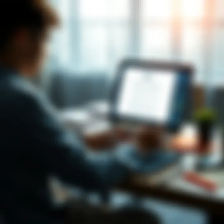 A student sitting at a desk, looking at a laptop screen displaying a summary of a research paper with notes and highlighters around them.
