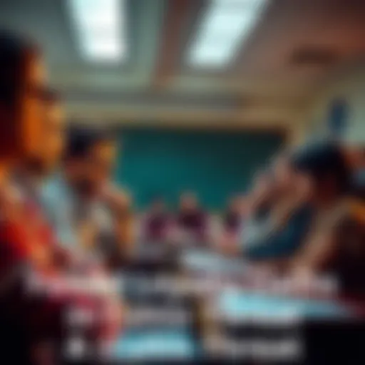 A group of students and teachers in a classroom engaging in a serious discussion about loyalty oaths and their impact on education