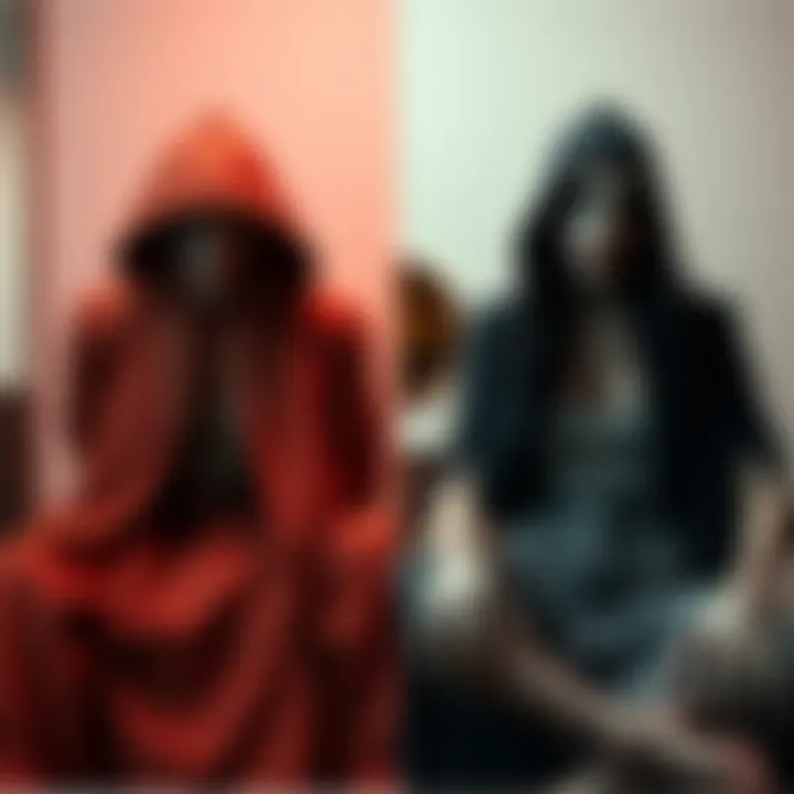 Side-by-side images showing clothing and decor that are either uncanny or creepy