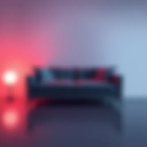 A beautifully designed sofa showcased for feedback, featuring modern lines and elegant fabric.