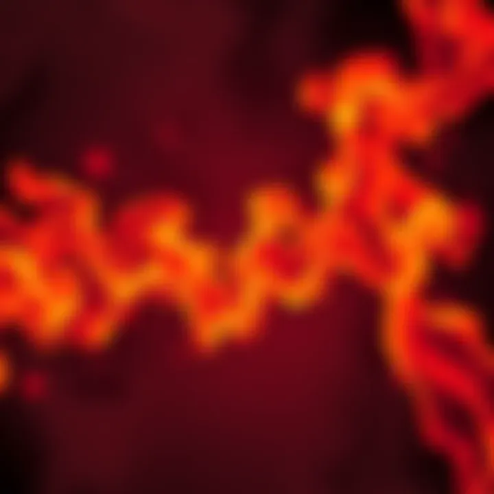 A vivid portrayal of a stylized fire simulation created in Houdini, showcasing dynamic flames and colorful effects.