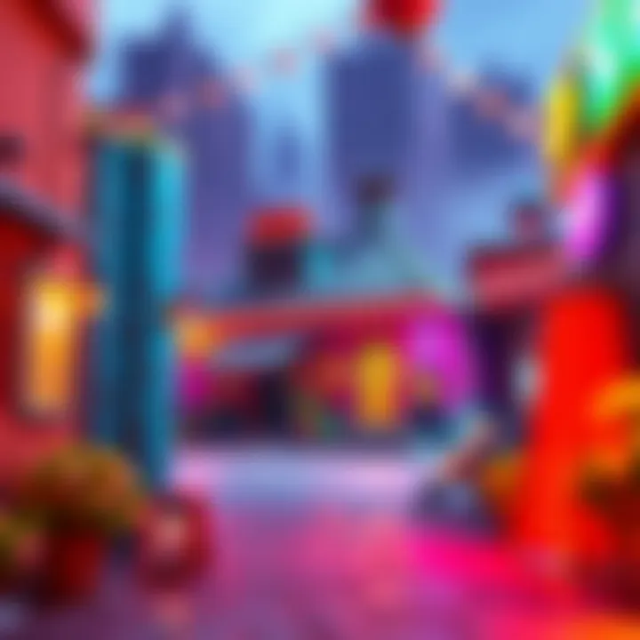 A colorful stylized scene in Unreal Engine showcasing effective use of Physically Based Rendering techniques, blending artistic style with realistic lighting and textures.