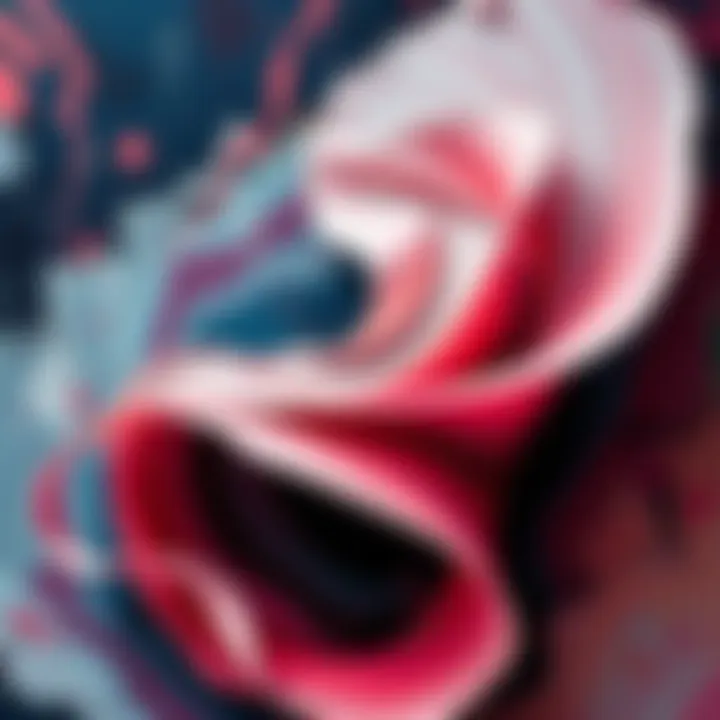A close-up of an abstract painting featuring soft curves and suggestive shapes that evoke a sense of intimacy, showcasing the beauty of erotic expression in art.