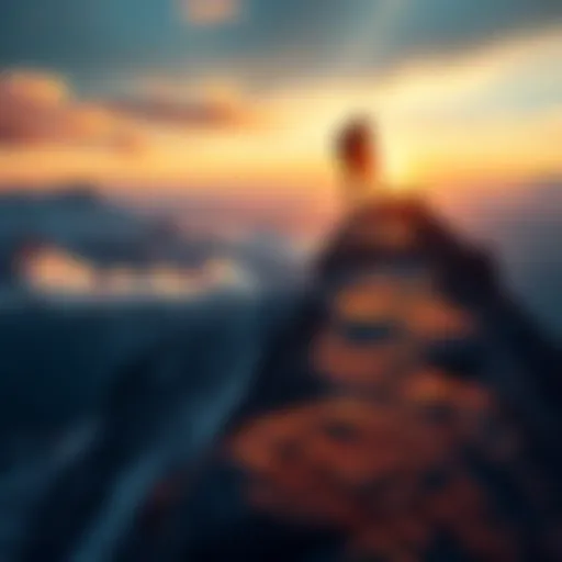 A person climbing a mountain with determination, symbolizing the journey to success in 2025.