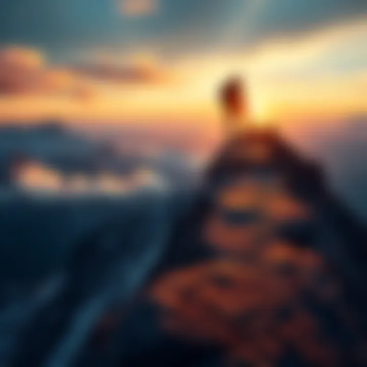 A person climbing a mountain with determination, symbolizing the journey to success in 2025.