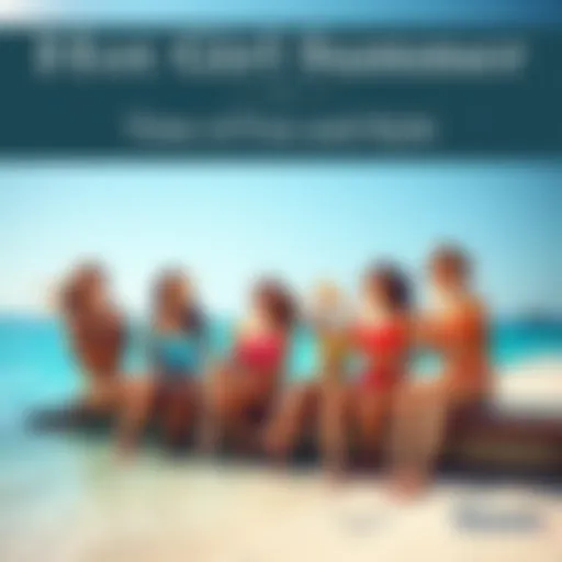 A group of women enjoying summer by the beach, wearing colorful swimsuits and sunglasses, sharing drinks and laughter