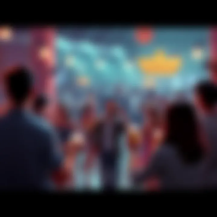 People enjoying coffee and dancing together at a lively Sunday event in Replikatown.