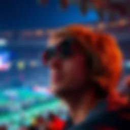 A person wearing Ray-Ban Meta smart glasses, enjoying the Super Bowl halftime show with real-time translations during Bad Bunny's performance