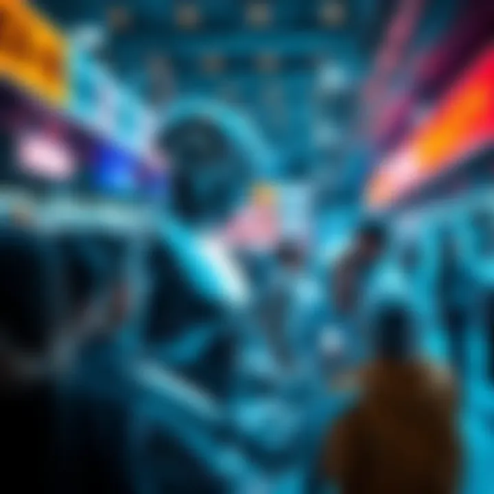 A futuristic scene depicting a humanoid robot helping people in a community setting, showcasing collaboration and positive interaction between technology and humanity.