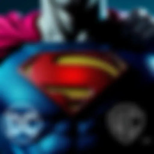 A graphic showing Superman's iconic symbol alongside trademark symbols, indicating legal actions by DC and Warner Bros.