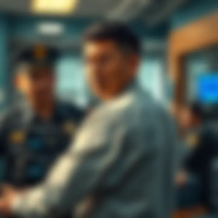 Police arresting a man outside a tech office with GPU boxes in the background