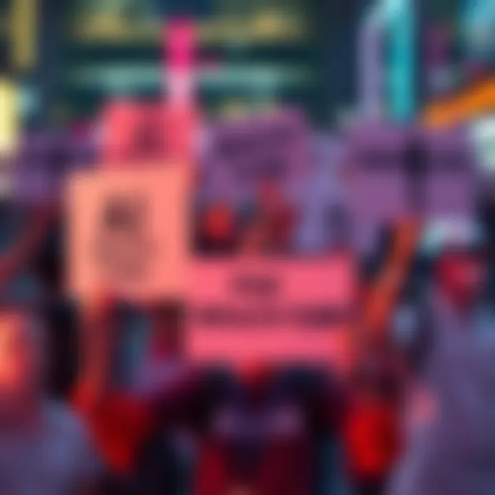 Support for AI Wealth Fund People holding signs supporting AI companies contributing to a wealth fund amid layoffs